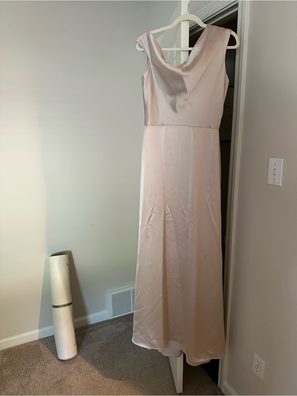 Amsale Alden bridesmaid gown in champagne